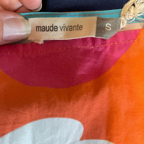 Maude Vivante Floral Aria Dress Tiered Ruffle Short Sleeve Colorful Small NWT - Picture 2 of 7